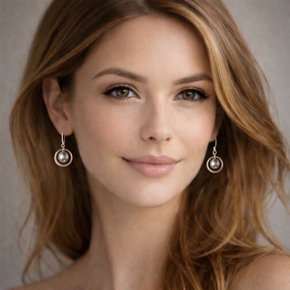 925 Mexican silver pierced earrings hoop with balls